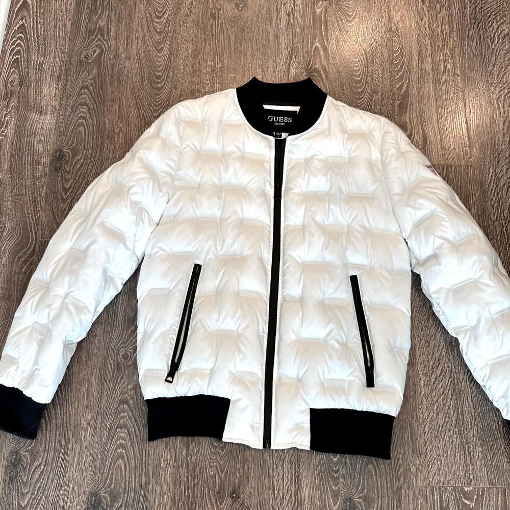 GUESS Stamp Quilt Puffer Bomber Jacket - Size Small